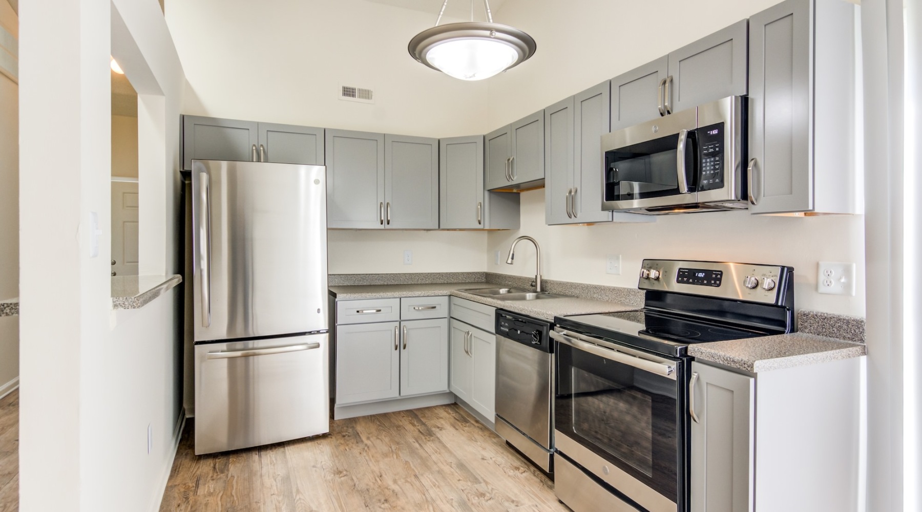 Well-lit kitchen with ample counter space
