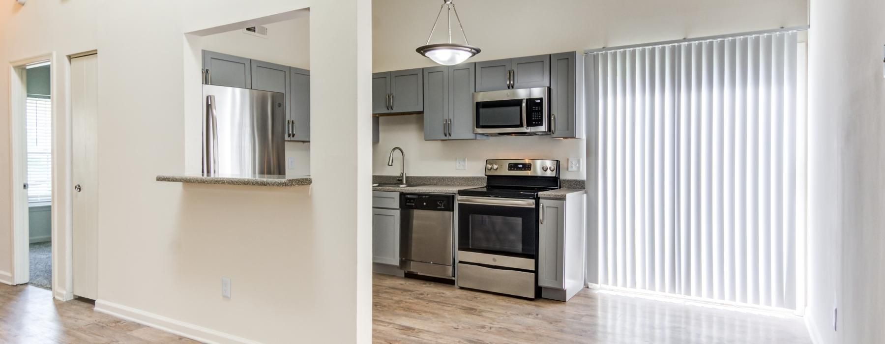 a kitchen with stainless steel appliances